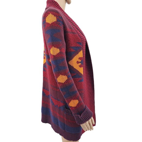 Lucky Brand Womens Aztec Open Front Cardigan Sweater S - Picture 2 of 10